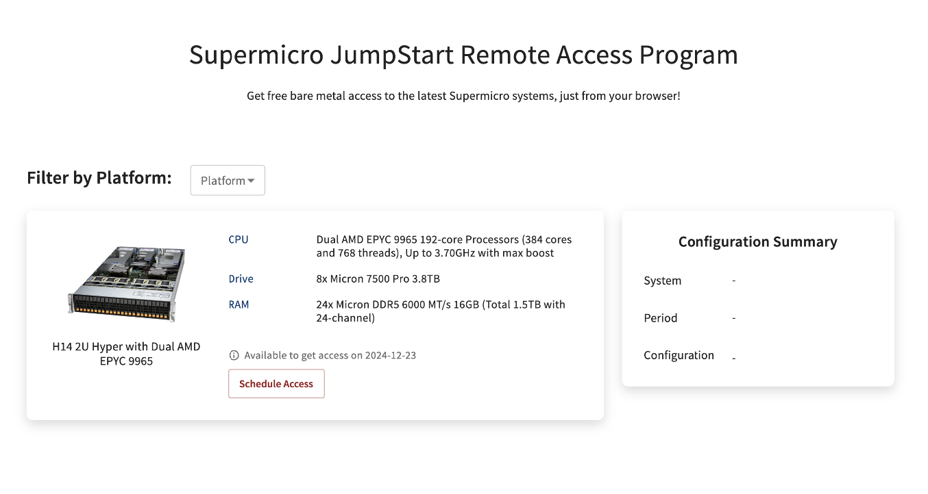 Supermicro JumpStart Remote Access Program