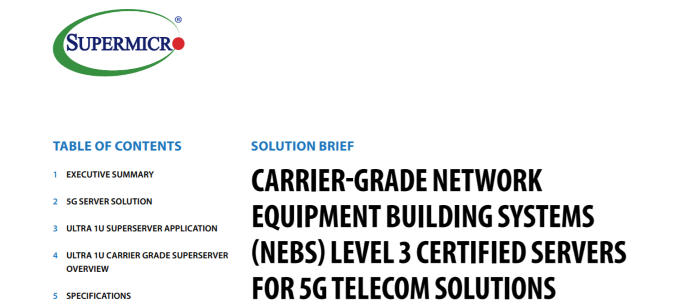 Carrier-Grade Network Equipment Building Systems (NEBS) Level 3 Certified Servers for 5G Telecom Solutions resize